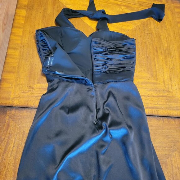 BCBGMaxAzria Black Silk Pleated Front Cocktail Dress - Picture 10 of 14